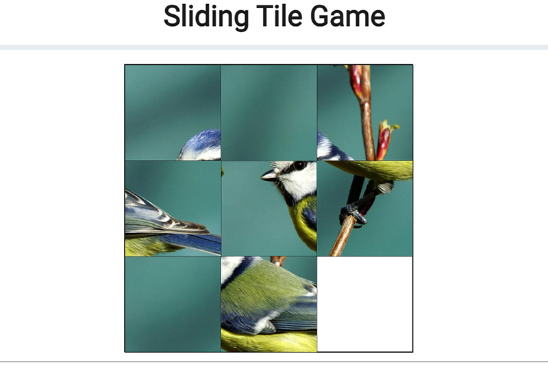 Sliding Tile Web Page Screenshot